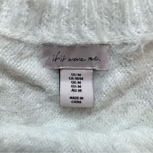 Cream Soft Wrinkle Look Oversized Short Long Sleeve Pullover Sweater M - Picture 8 of 8